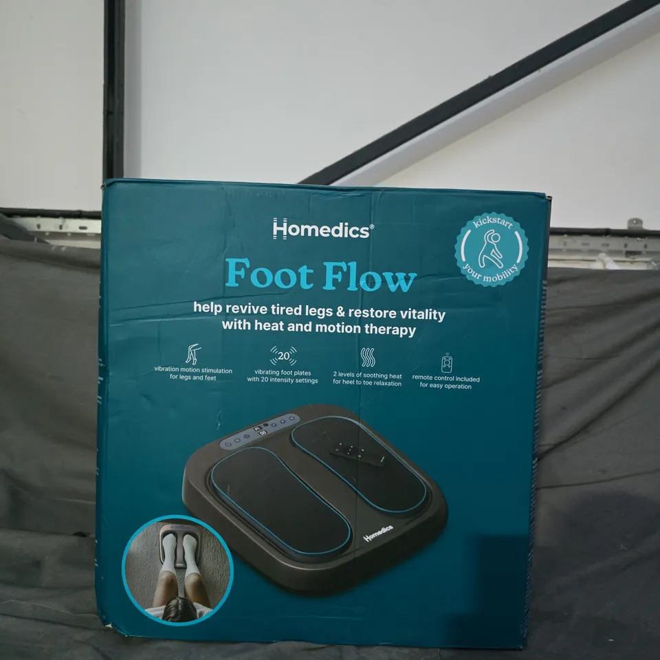 HOMEDICS FOOT FLOW FOOT MASSAGER – HEAT & MOTION THERAPY – BOXED