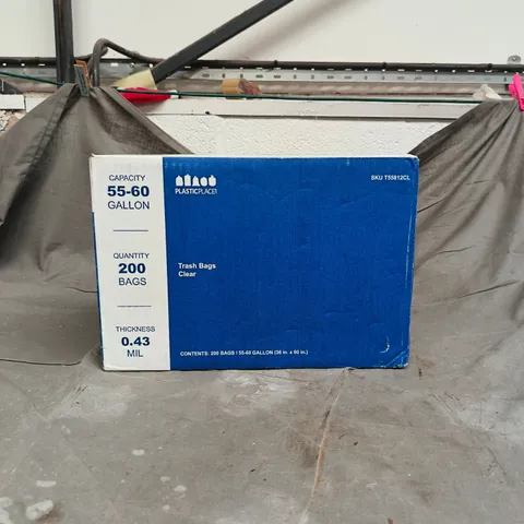 APPROXIMATELY 190 CLEAR TRASH BAGS (55 - 60 GALLON)