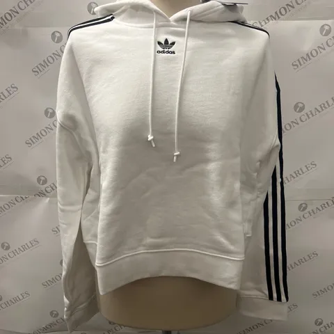 ADIDAS CROPPED OVERHEAD HOODIE IN WHITE SIZE 16