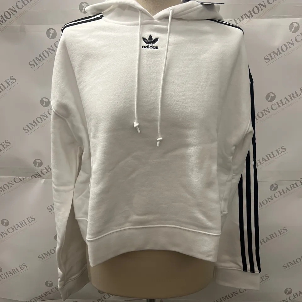 ADIDAS CROPPED OVERHEAD HOODIE IN WHITE SIZE 16