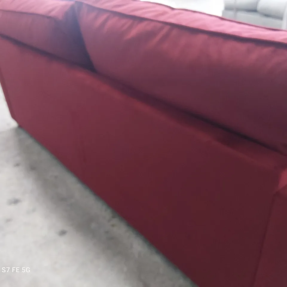 DESIGNER METAL ACTION SOFABED WITH BOLSTER CUSHIONS CLARET PLUSH FABRIC 