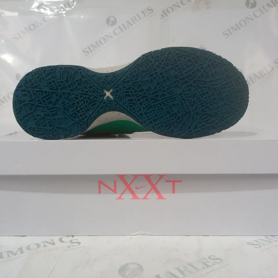 BOXED PAIR OF NIKE ZOOM LEBRON NXXT GEN SHOES IN TEAL/YELLOW/ORANGE UK SIZE 8