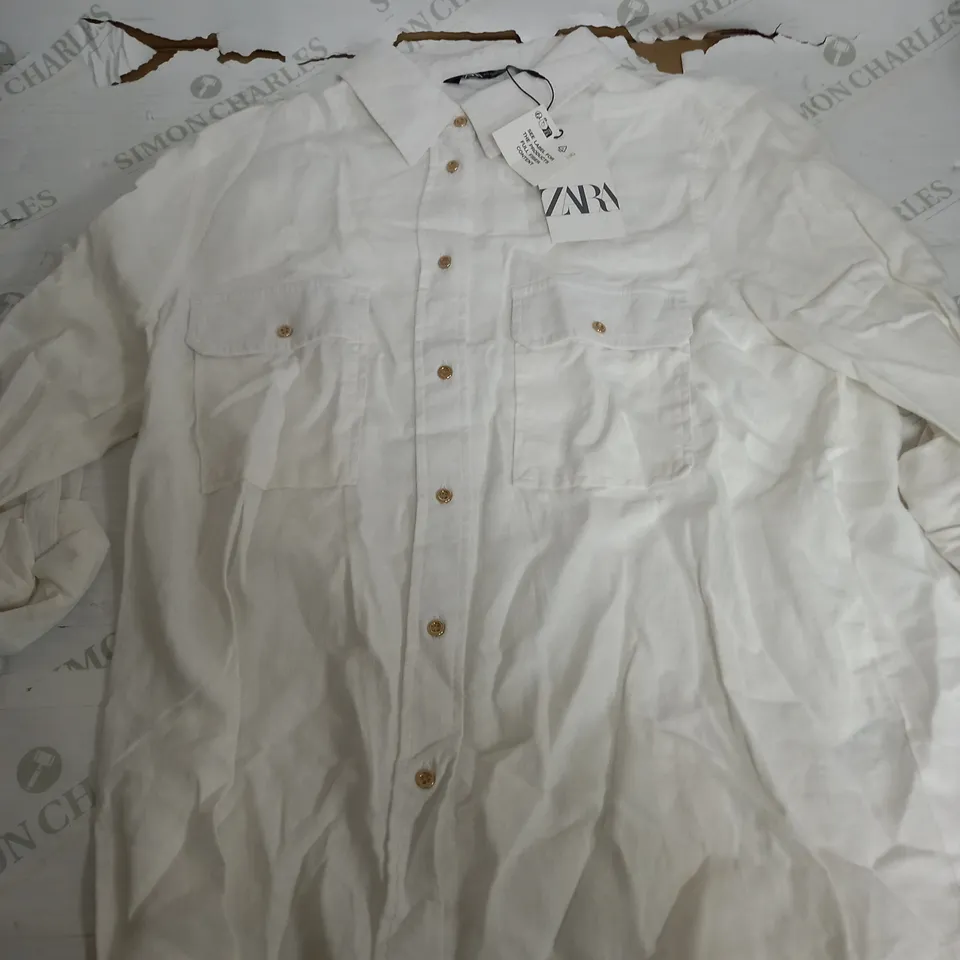ZARA WHITE LINEN OVERSHIRT - EUR XL