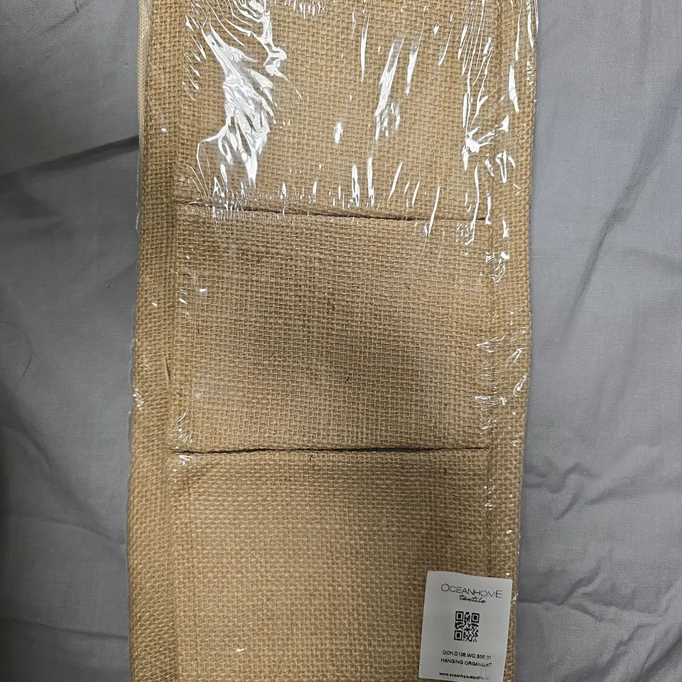OCEANHOME HANGING ORGANIZER – BURLAP TEXTURE - APPROXIMATELY 20 PCS 