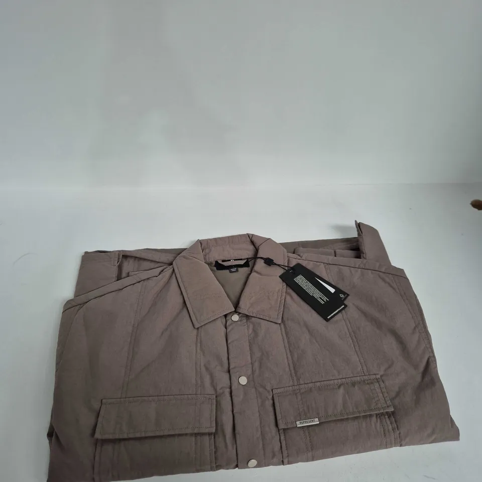 REPRESENT QUILTED OVERSHIRT – MID GREY, COTTON/NYLON, SIZE L