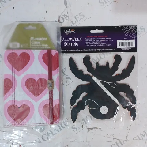 BOX OF APPROXIMATELY 20 ASSORTED HOUSEHOLD ITEMS TO INCLUDE E-READER CASE, HALLOWEEN BUNTING, ETC