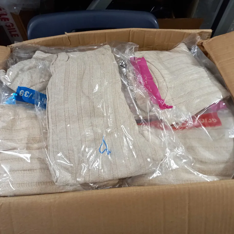 LARGE QUANTITY OF ASSORTED BEIGE VEST AND LEGGINGS - VARIOUS SIZES