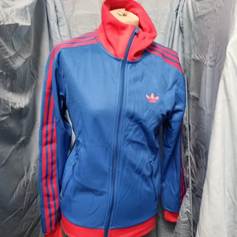 ADIDAS BECKENBAUER TT TRACK TOP – BLUE WITH RED HOOD (UK S)