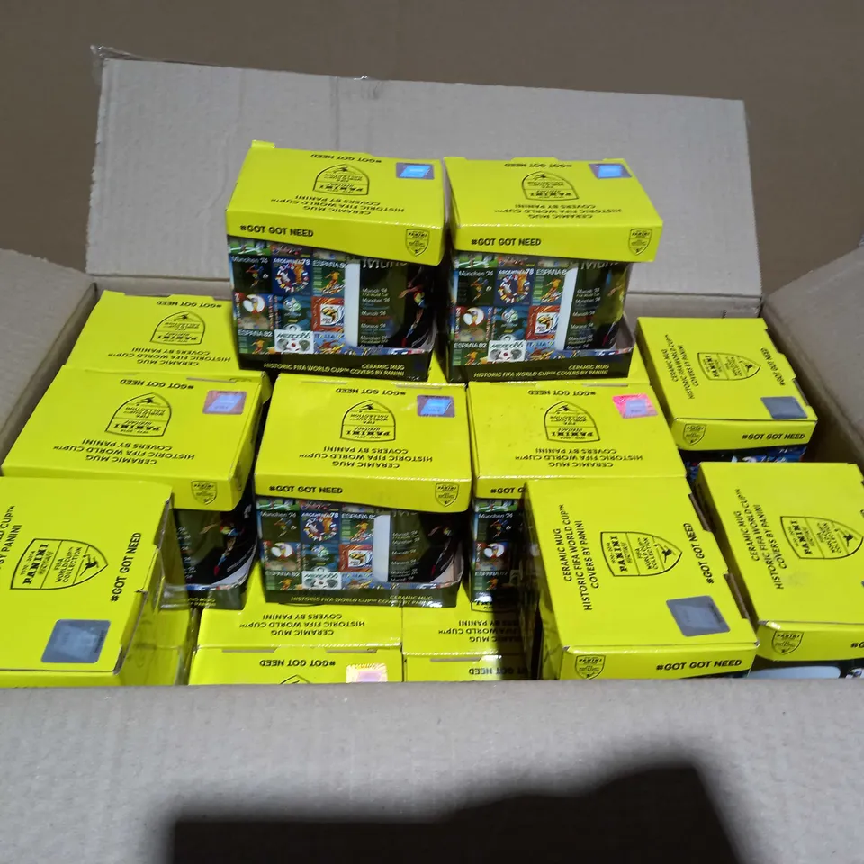 BOX OF APPROXIMATELY 30 GERMANY WORLD CUP 1974 PANINI CERAMIC MUGS