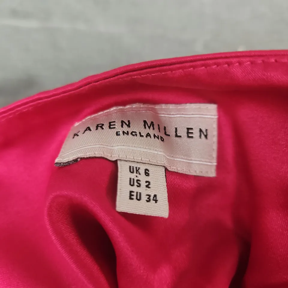 KAREN MILLEN PINK SATIN DRESS, UK 6 (US 2, EU 34)