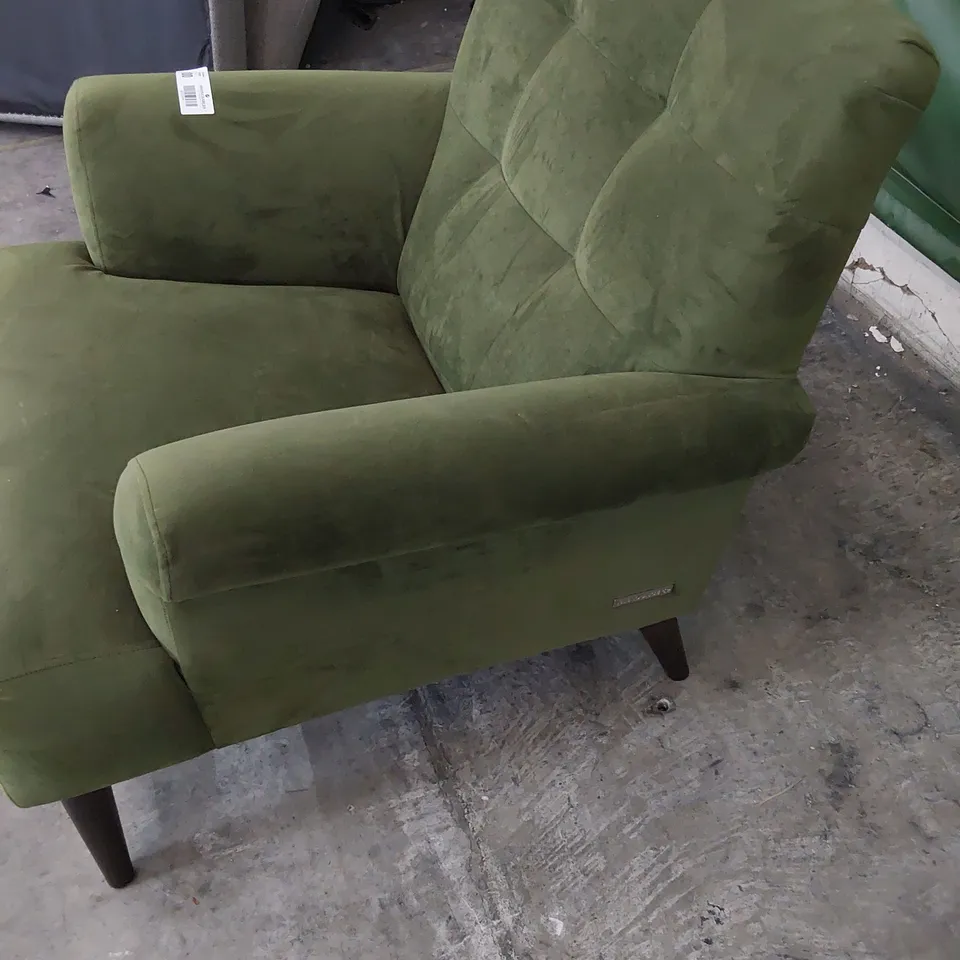 QUALITY BRITISH DESIGNER LOUNGE Co. EASY CHAIR PLUSH GREEN FABRIC 