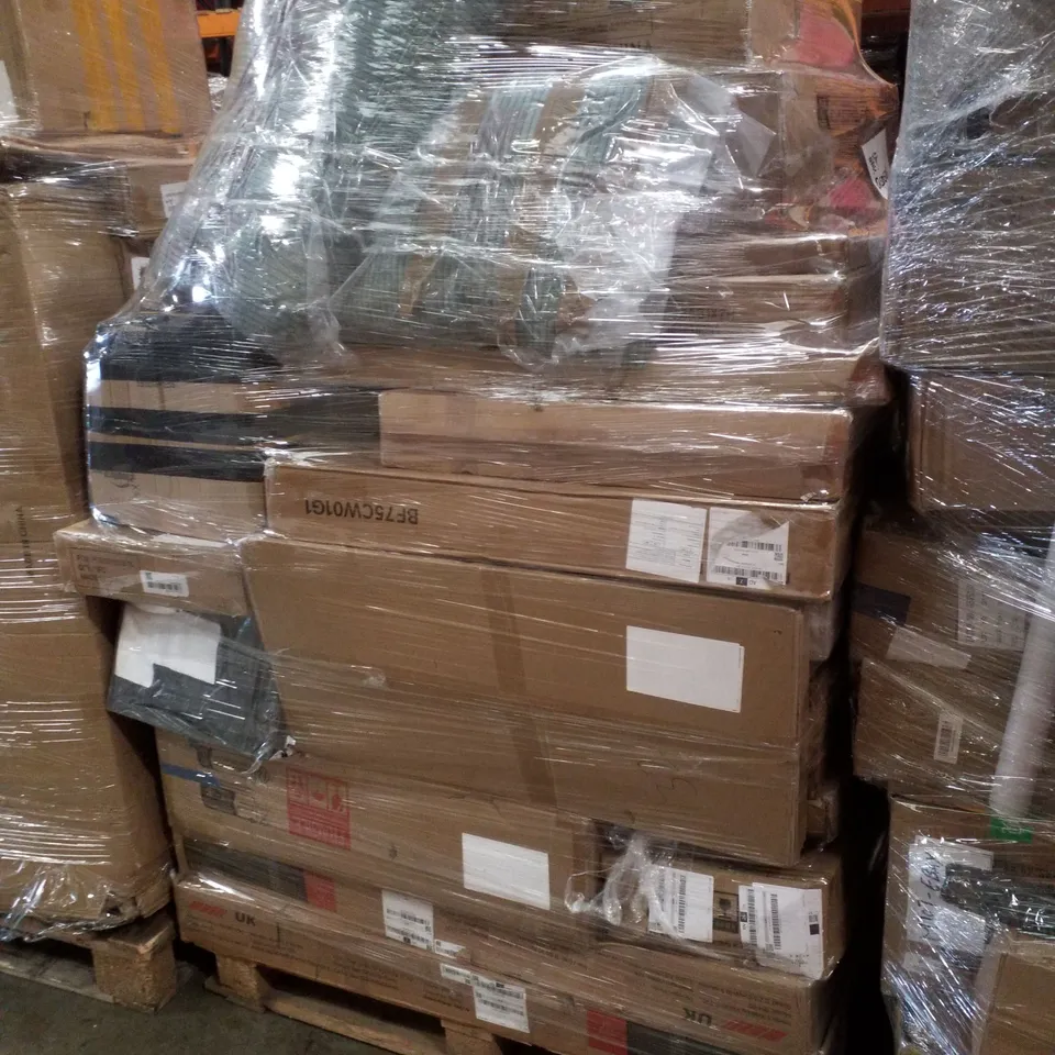 PALLET CONTAINING ASSORTED PRODUCTS INCLUDING WALKING VIBRATION PAD, SAFETY GATE & WOODEN TOY STORAGE BOX