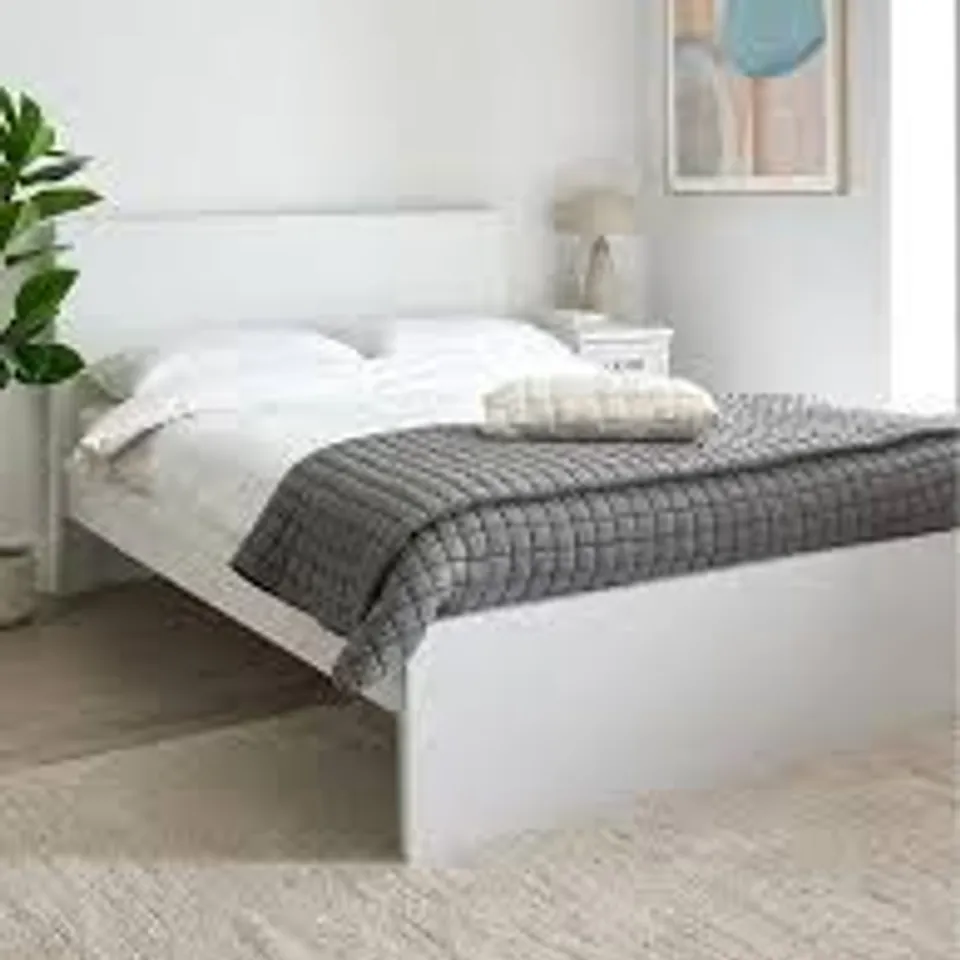BOXED CAMBERLEY KING BED FRAME - WHITE (2 BOXES)