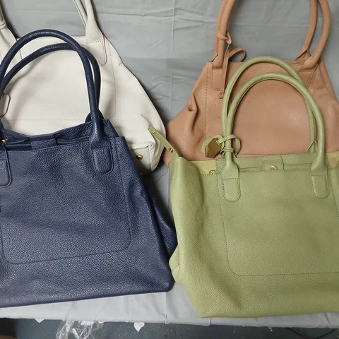 LOT OF 8 RUTH LANGSFORD LEATHER HANDBAGS WITH PURSES - VARIOUS COLOURS