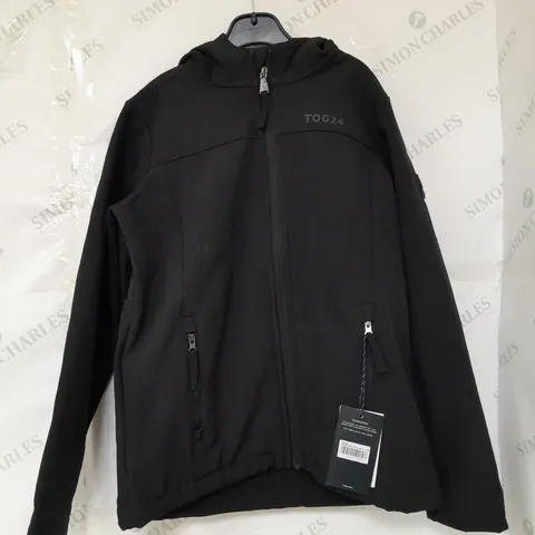 TOG24 KOROMA KIDS SOFTSHELL HOODED JACKET IN BLACK SIZE 12-13YRS