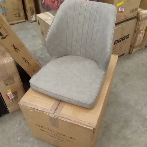 BOXED SET OF 2 FAUX LEATHER DINING CHAIRS - LIGHT GREY