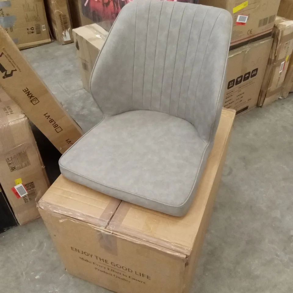 BOXED SET OF 2 FAUX LEATHER DINING CHAIRS - LIGHT GREY
