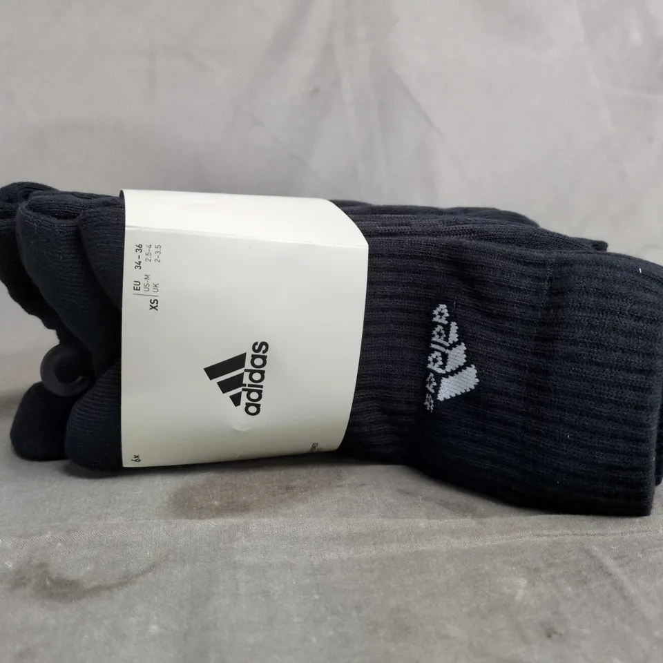 ADIDAS SOCKS – BLACK, - X6 - SIZE XS
