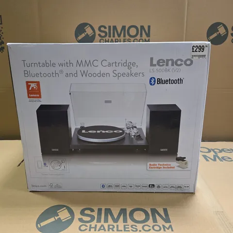 BOXED LENCO LS-500BK V2 BLUETOOTH TURNTABLE WITH SPEAKERS