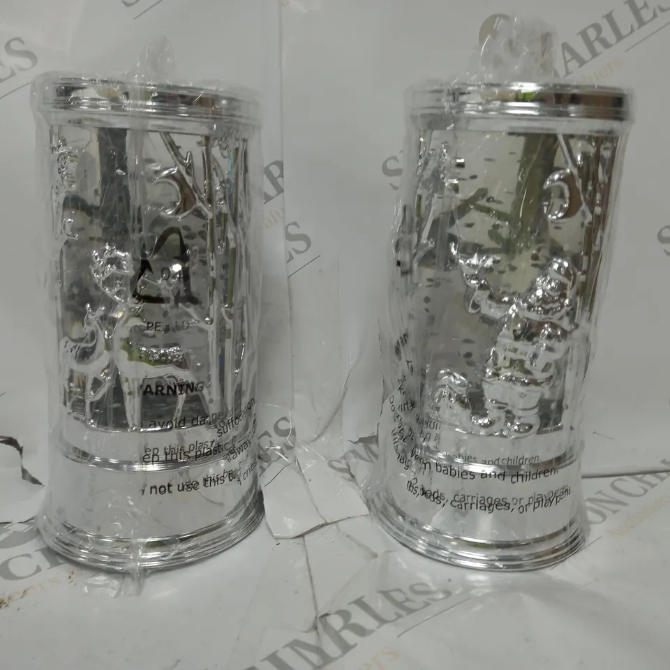 BOXED HOME REFLECTIONS SET OF PRELIT SWIRLING GLITTER SCENIC PILLARS - SILVER