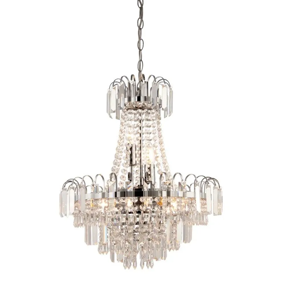 BOXED ALICIA 6-LIGHT EMPIRE CHANDELIER COLOUR: CHROME