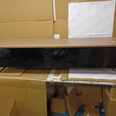 WIDE GLASS/WOOD TV CABINET WITH STORAGE (COLLECTION ONLY)