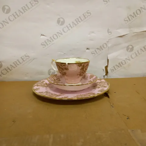 ROYAL ALBERT 100 YEARS 40017590 1960 GOLDEN ROSE TEACUP, SAUCER, PLATE 20CM, 3 PIECE, BONE CHINAECE SET, PINK, CHINA