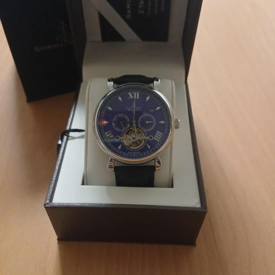 SAMUEL JOSEPH AUTOMATIC LIMITED EDITION SILVER BLUE WATCH