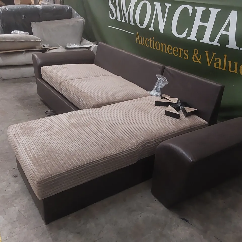 QUALITY DESIGNER ACEE CORNER SOFA BED JUMBO CORD UPHOLSTERY