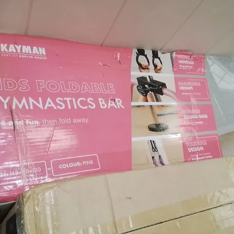 BOXED KAYMAN KIDS FOLDABLE GYMNASTICS BAR PINK