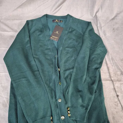 REMAI LONDON Teal Green Women's Cardigan with Gold Front Buttons