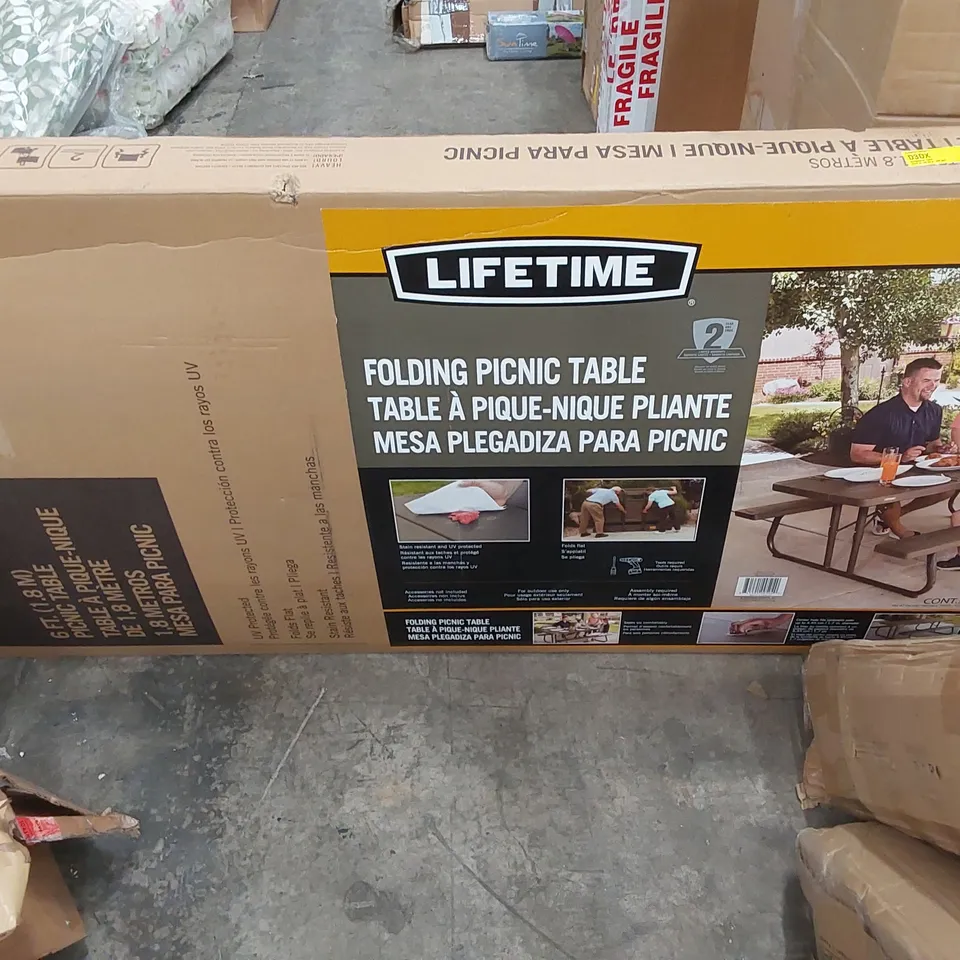BOXED LIFETIME FOLDING PICNIC TABLE (1 BOX)