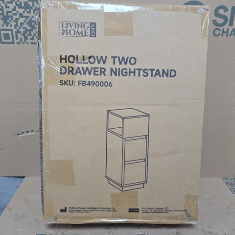LIVING HOME HOLLOW TWO DRAWER NIGHTSTAND IN WHITE – BOXED 
