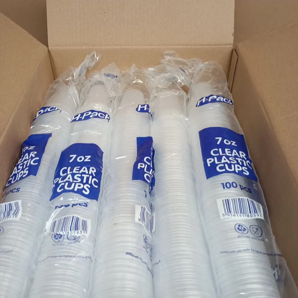 BOX OF APPROX 100 7OZ CLEAR PLASTIC CUPS
