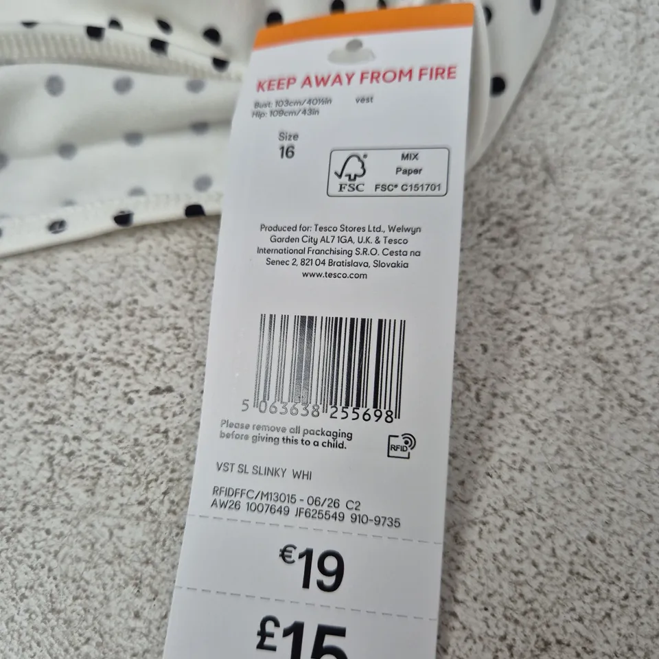 UK 16 Tesco F&F White Polka Dot Bodysuit
