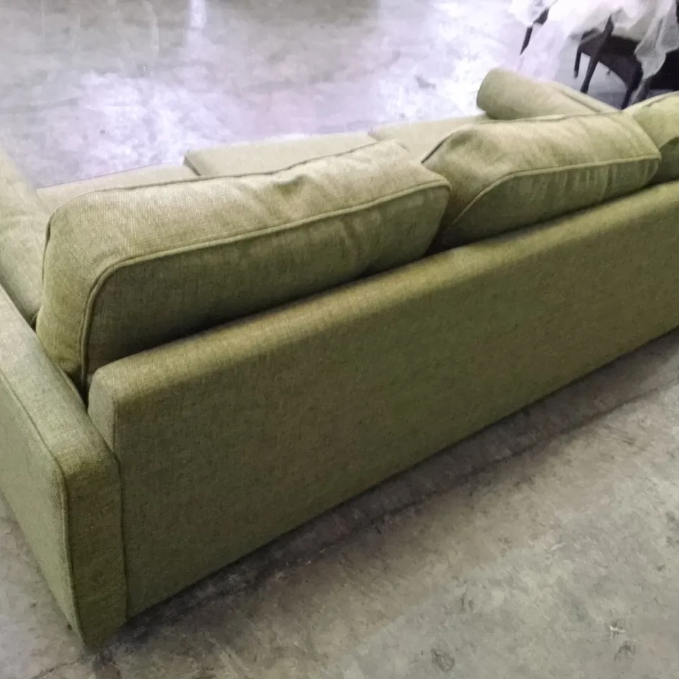 QUALITY DESIGNER G-PLAN VINTAGE 65 LARGE SOFA - MARL GREEN FABRIC 