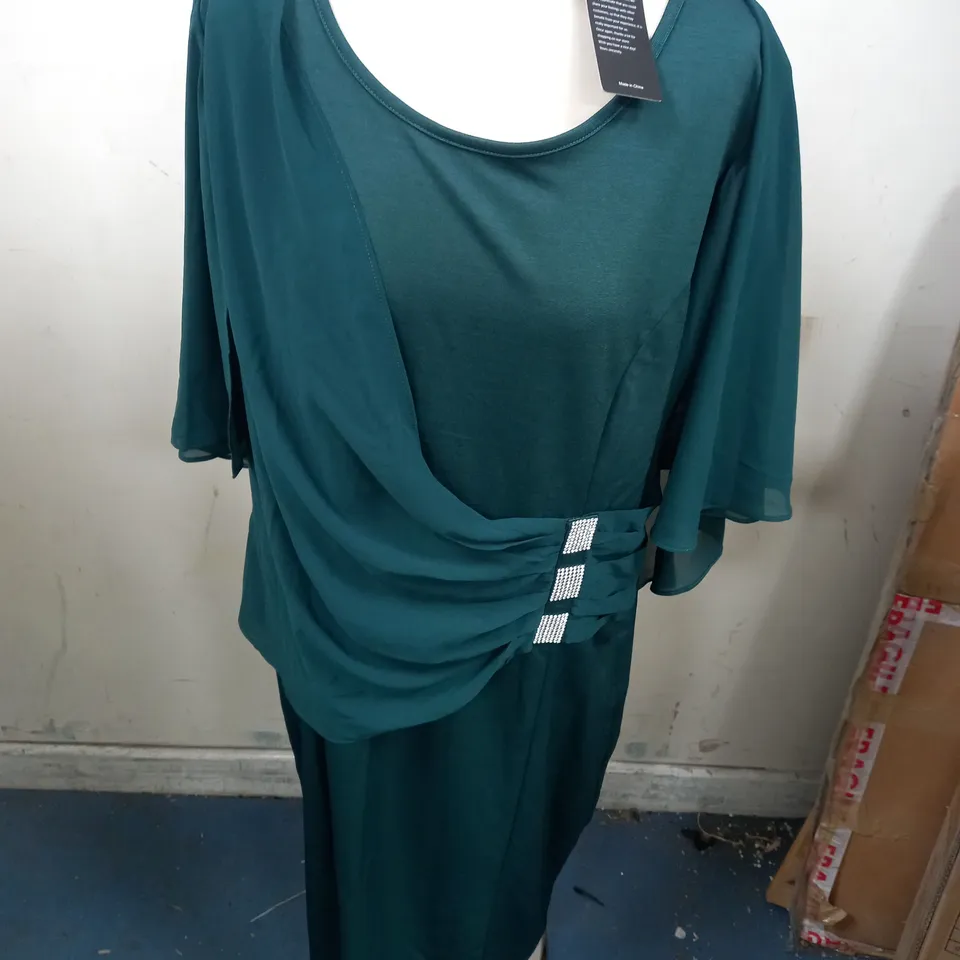HANNA NIKOLE GREEN RUFFLED MAXI DRESS - 2XL