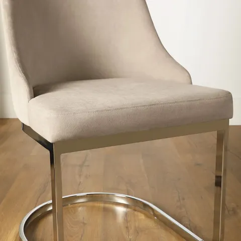 BOXED RIVA CHAMPAGNE VELVET DINING CHAIR WITH CHROME LEGS (1 BOX)