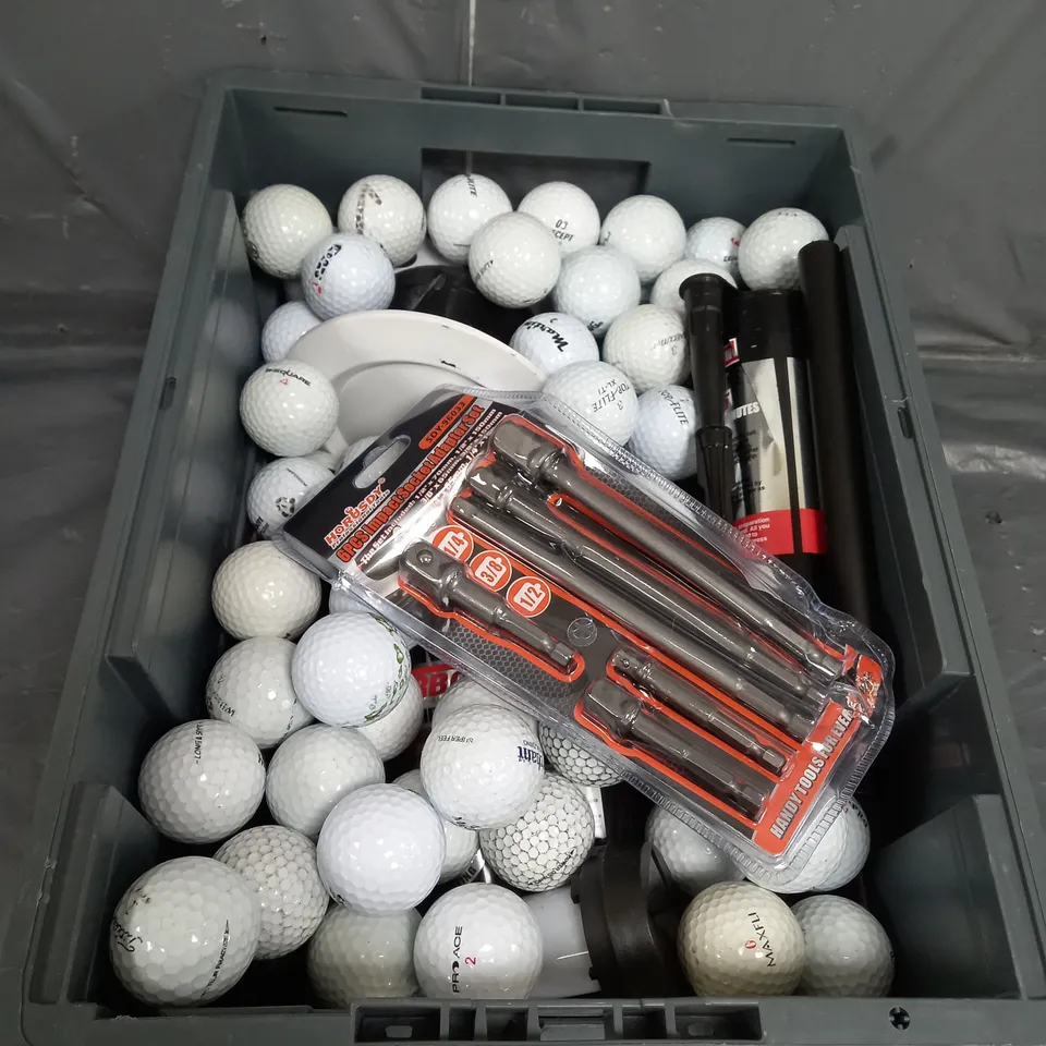 APPROXIMATELY 20 ASSORTED HOUSEHOLD ITEMS TOO INCLUDE GOLF BALLS , TOOLS , ETC 