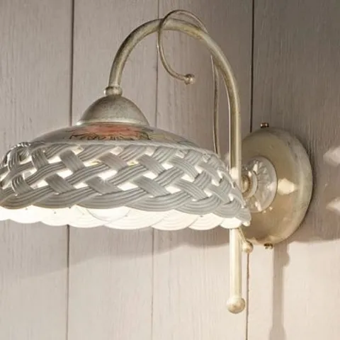 BOXED FERROLUCE ITALIAN WALL LIGHT CERAMIC HAND-DECORATED WHITE CREAM