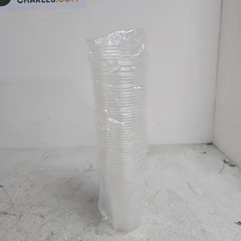 BOX OF LARGE AMOUNT OF CLEAR PLASTIC CUPS