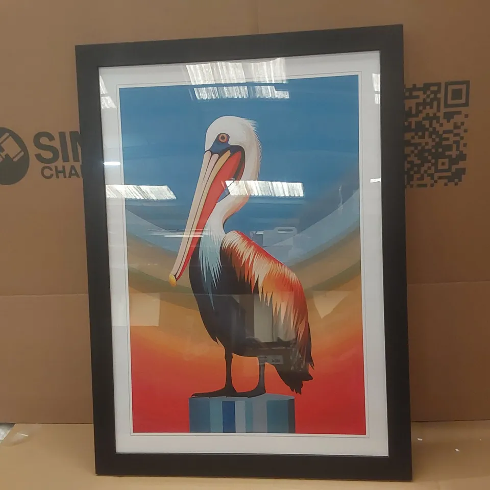 BOXED FRAMED PELICAN WALL ART