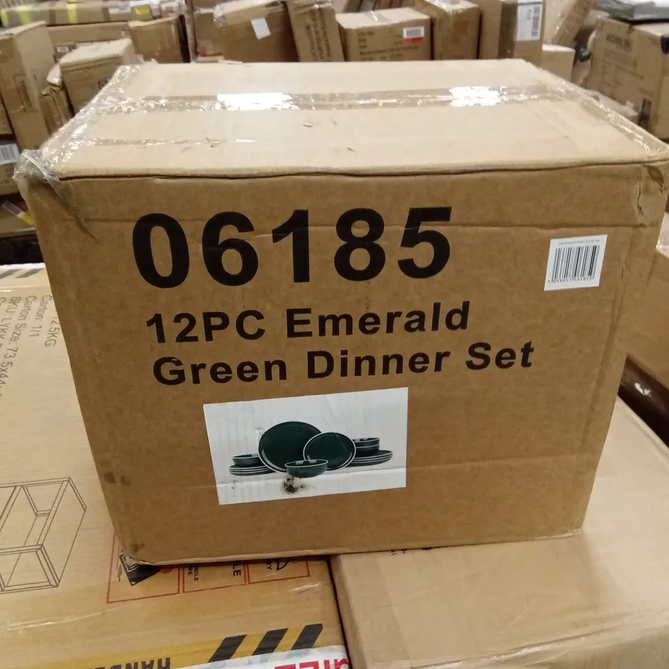 BOXED 12pc EMERALD GREEN DINNER SET (1 BOX)
