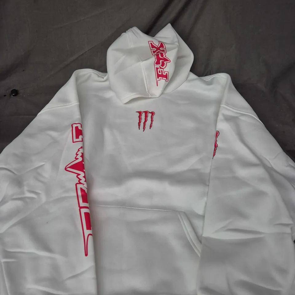 Monster Energy Hoodie – White, Unisex, large back print