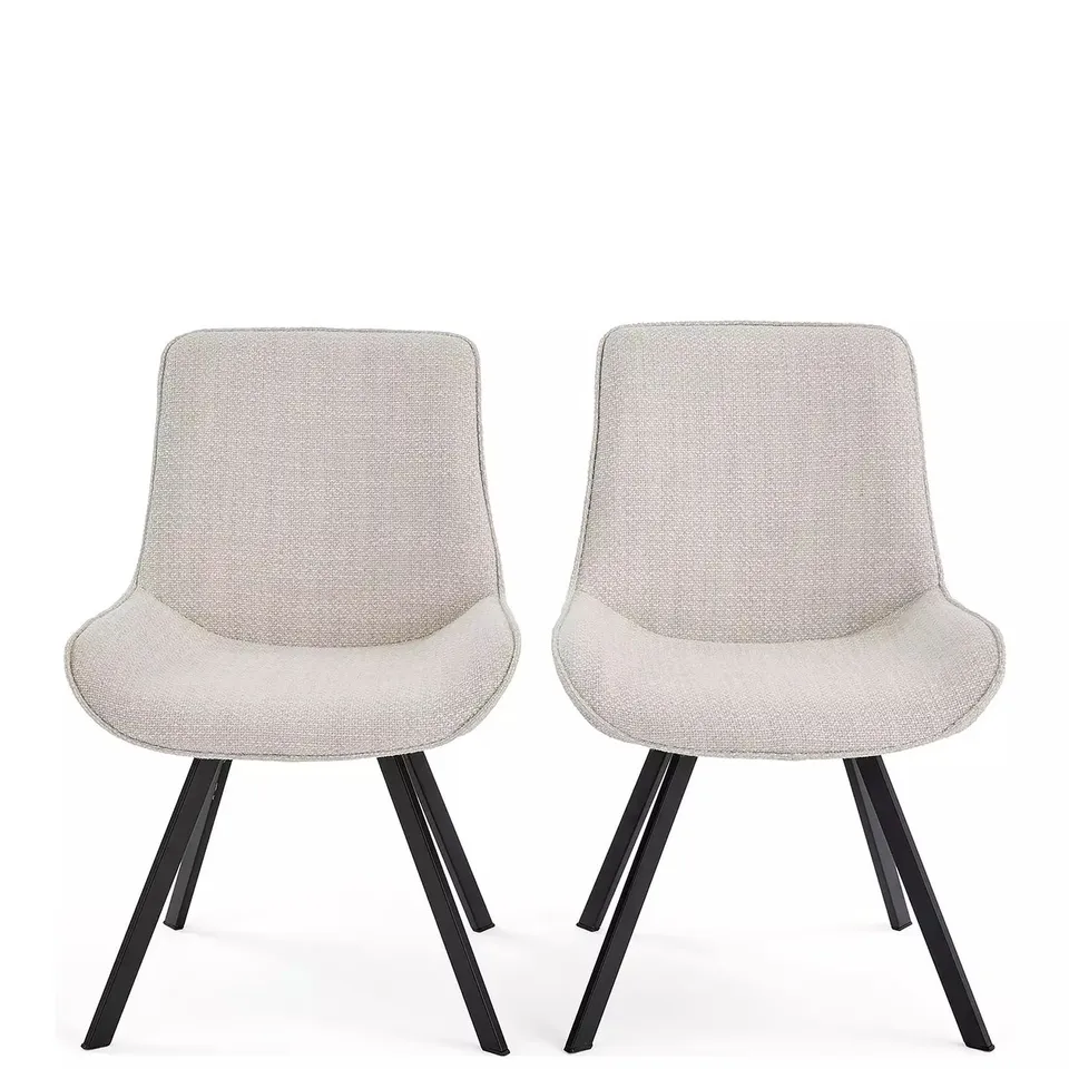BOXED ARABELLA PAIR OF 2 FABRIC CHAIRS - GREY BLACK - COLLECTION ONLY