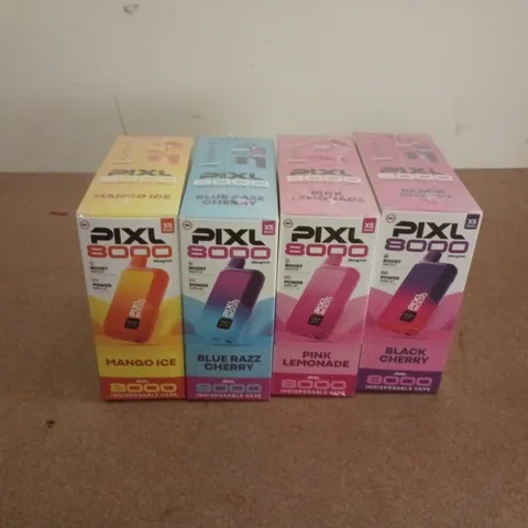APPROXIMATELY 9 ASSORTED PIXL 8000 X5 PACKS IN VARIOUS FLAVOURS TO INCLUDE MANGO ICE, BLACK CHERRY, PINK LEMONADE, ETC - COLLECTION ONLY