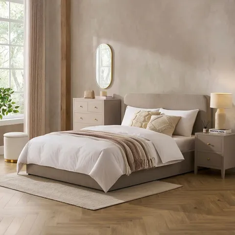 BOXED DUSK ASCOT OTTOMAN STORAGE BED - STONE GREY // SIZE: 6FT SUPERKING (2 BOXES)