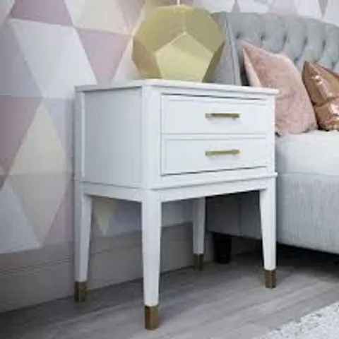 BOXED BEDSIDE CABINET 2 DRAWER WESTERLEIGH END TABLE WHITE