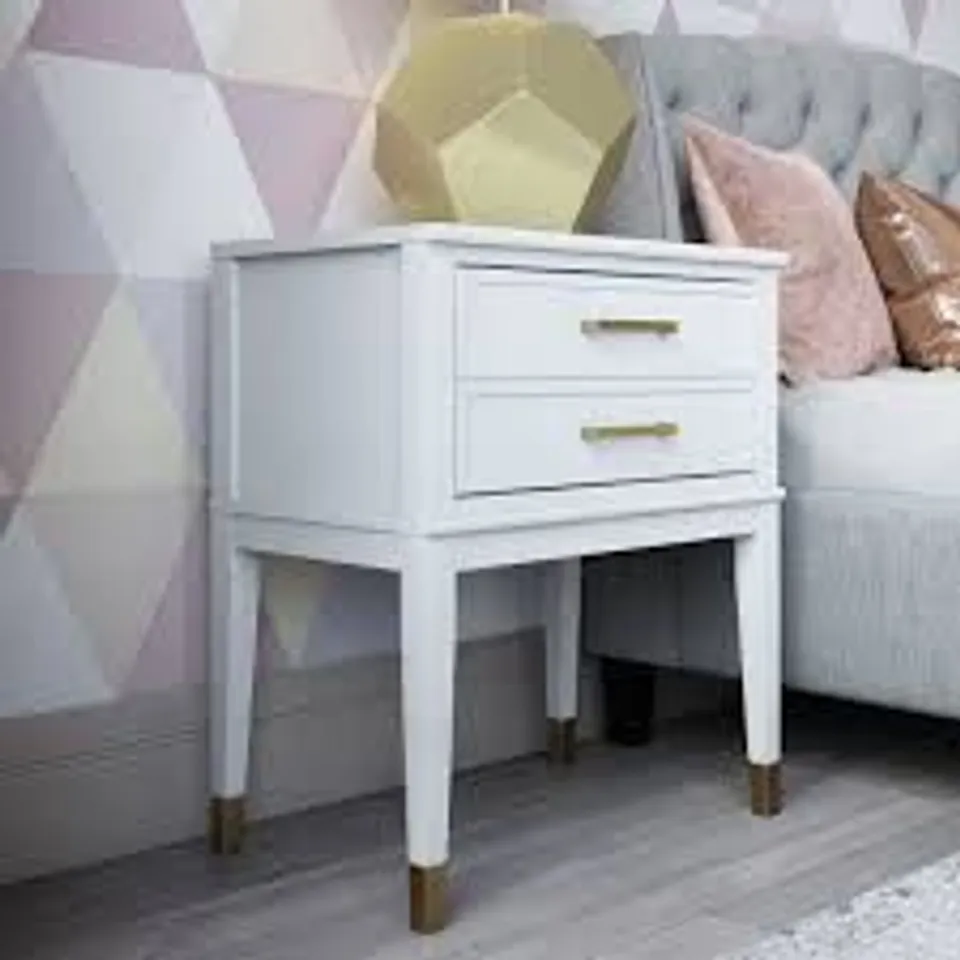 BOXED BEDSIDE CABINET 2 DRAWER WESTERLEIGH END TABLE WHITE