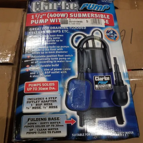 BOXED CLARKE PSV6A 400W SUBMERSIBLE PUMP WITH FOLDING BASE